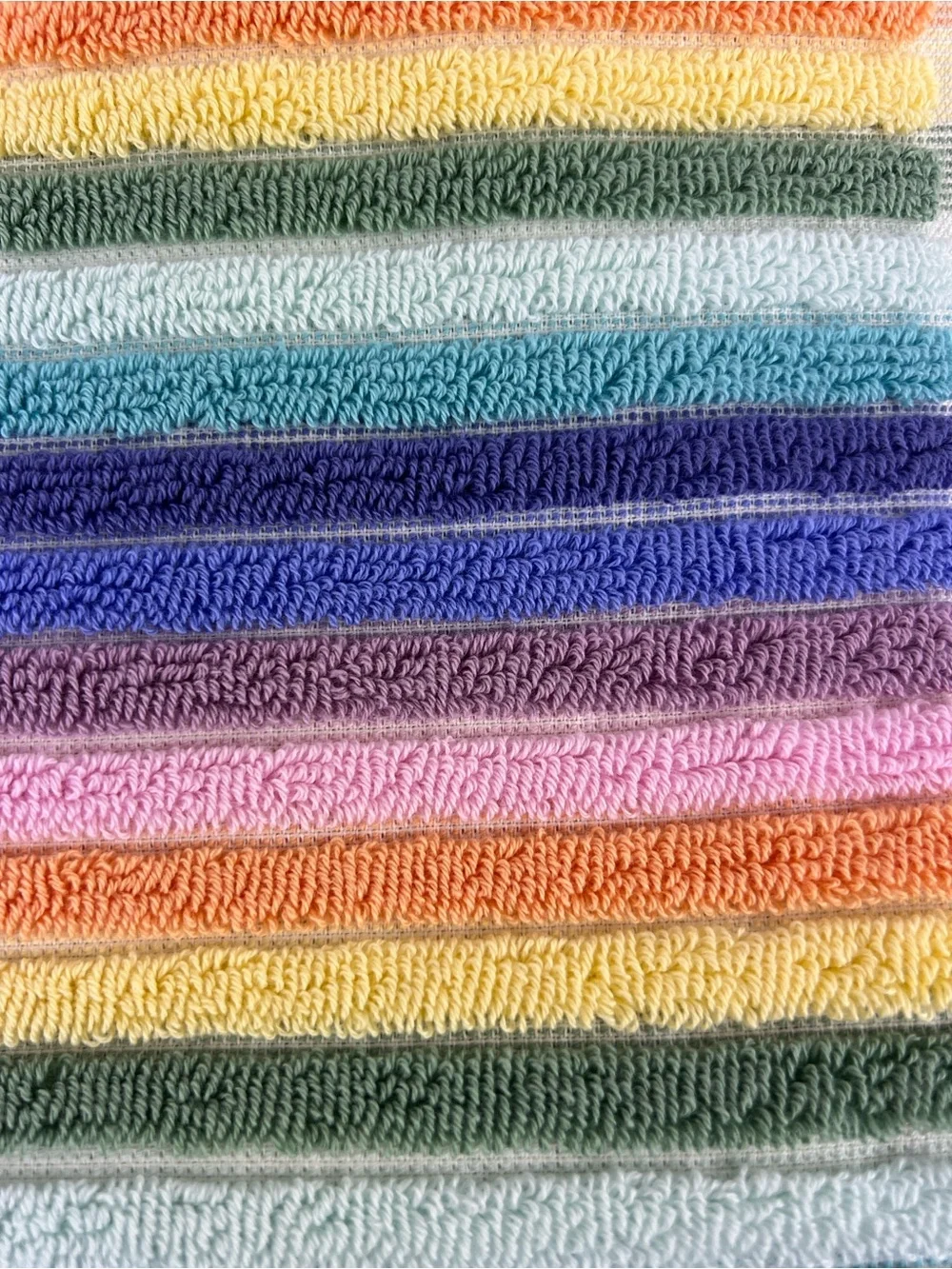 Rachel Zoe Bath Towels Rainbow Pastel Striped with Fringe Cotton Set of 2 NEW